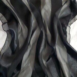 Vintage Scarf BLACK Silk Feel Polyester Fashion Neck Hair Bag KUSAN 21" SQUARE